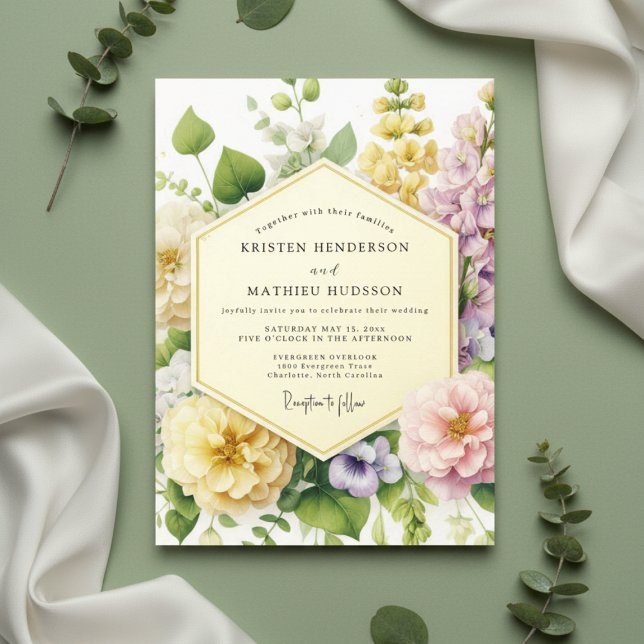 Invitación Yellow Floral Botanical Romance Wedding (Subido por el creador)
