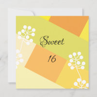 Yellow geometric background with floral graphic