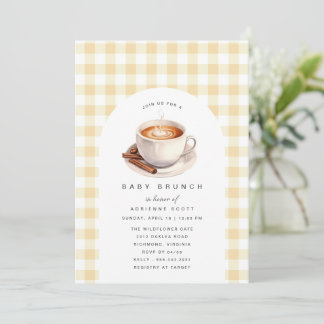 Invitación Yellow Gingham | Coffee Baby Shower Brunch
