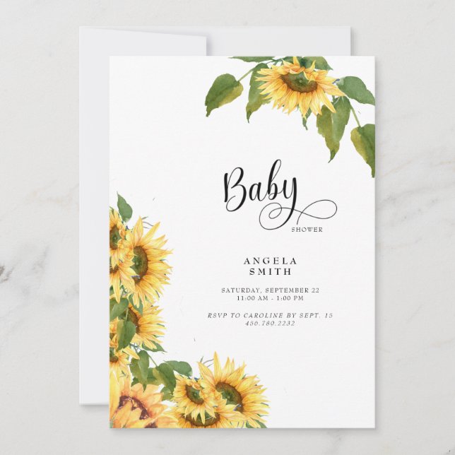 Invitación Yellow Gingham Sunflower Baby Shower II (Anverso)