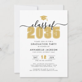 Invitación Yellow Gold Photo Graduation Party