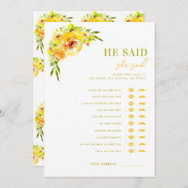 Invitación Yellow Green He Said She Said Bridal Shower Game
