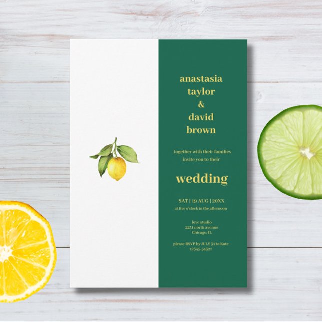 Invitación Yellow Green Lemon  Wedding Invitation (Subido por el creador)
