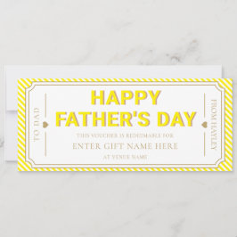 Invitación Yellow Happy Father's Day Gift Voucher Card