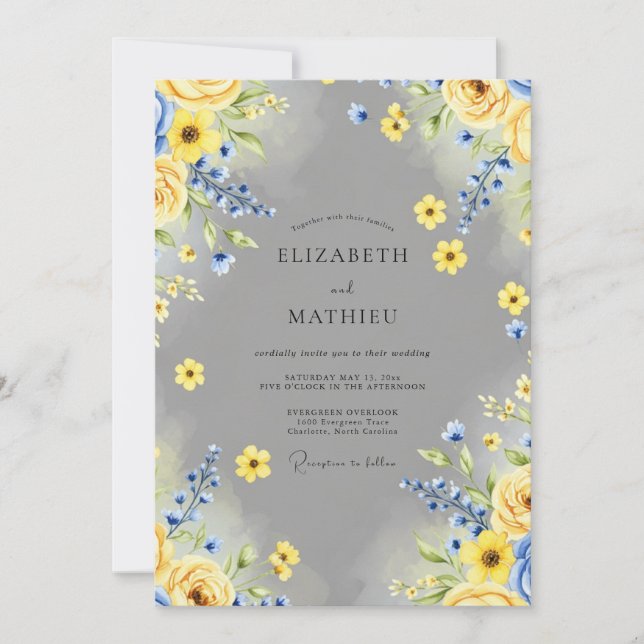 Invitación Yellow Joyful Spring Wedding (Anverso)