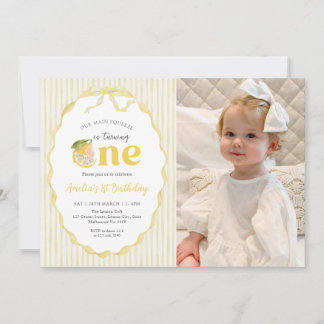 Invitación Yellow Lemon Citrus 1st Birthday Photo