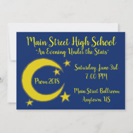 Invitación Yellow Moon Stars Night Sky Prom Gala Dance