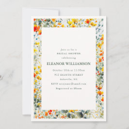Invitación Yellow Orange Wildflower Garden Bridal Shower