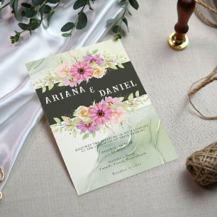 Invitación Yellow Pink Sunflower Wildflower Garden Wedding
