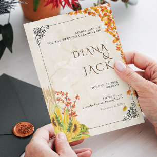 Invitación Yellow Pink Sunflower Wildflower Garden Wedding