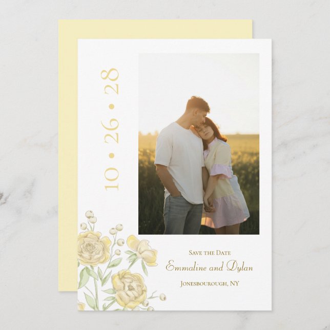 Invitación Yellow Rose Wedding (Anverso / Reverso)