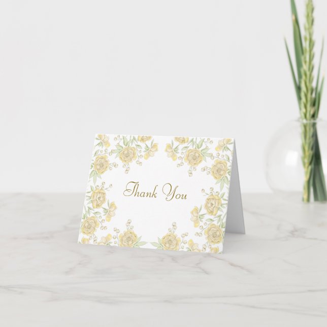 Invitación Yellow Rose Wedding Thank You Note Card (Anverso)