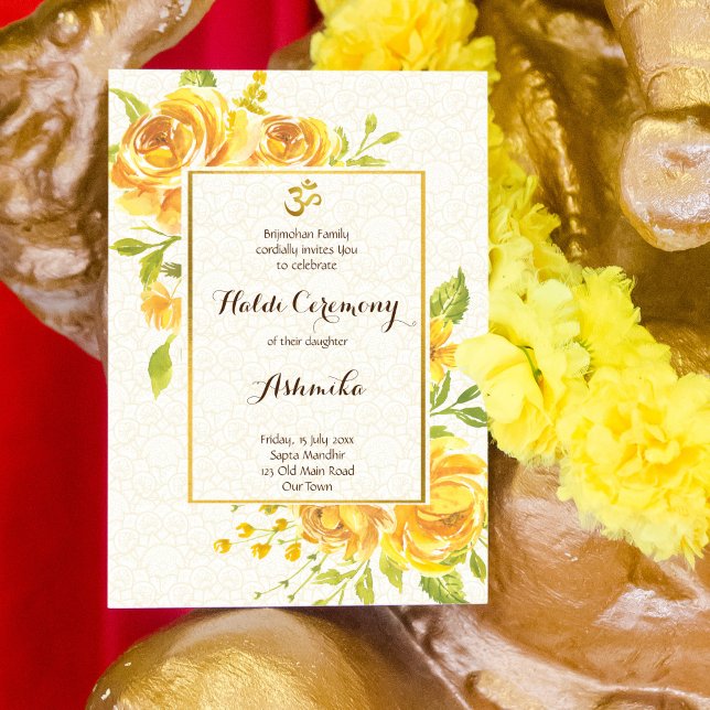 Invitación Yellow roses Haldi Pithi ceremony Invitation (Subido por el creador)
