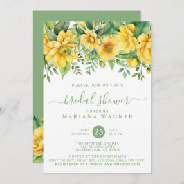 Invitación Yellow Sage Green Floral Bridal Shower