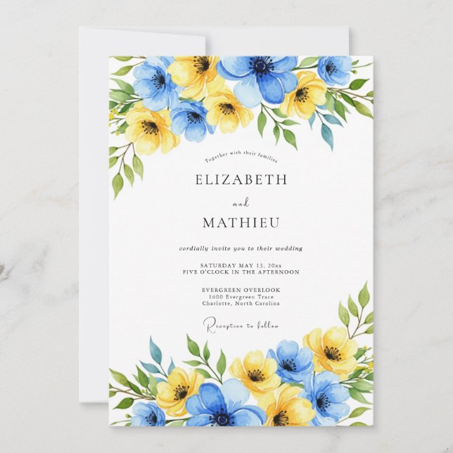 Invitación Yellow Sky Blue Gleaming Spring Wedding (Anverso)