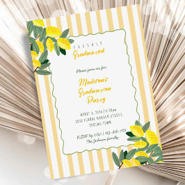 Invitación Yellow Stripe Lemon Graduation Party Invitation