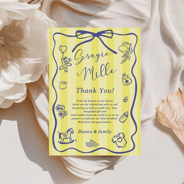 Invitación Yellow Stripes Italian Themed Ciao Baby Shower (Subido por el creador)