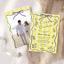 Invitación Yellow Stripes Italian Themed Ciao Bambino Photo