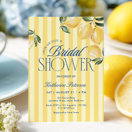 Invitación Yellow Stripes Lemon Bridal Shower Invitation