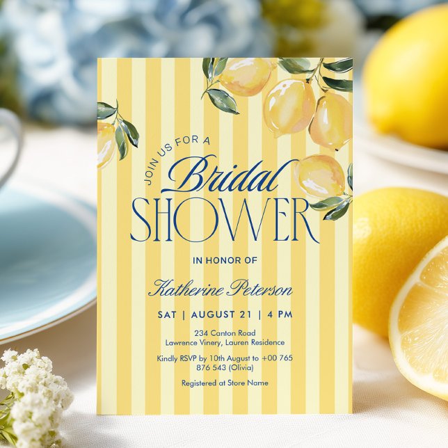 Invitación Yellow Stripes Lemon Bridal Shower Invitation (Subido por el creador)