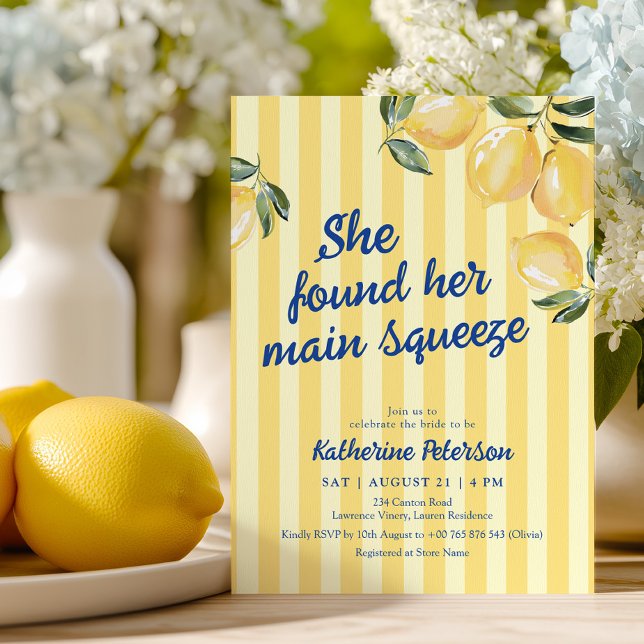 Invitación Yellow Stripes Lemon Bridal Shower Invitation (Subido por el creador)