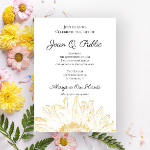 Invitación Yellow Sunflower Graphic Celebración de la Vida
