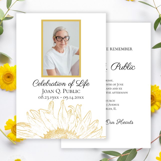 Invitación Yellow Sunflower Graphic Celebración de la Vida (Subido por el creador)