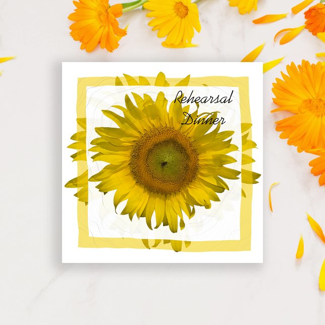 Invitación Yellow Sunflower Wedding Rehearsal Dinner (Subido por el creador)