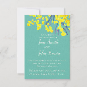 Invitación Yellow Wattle arte simple moderno boda de flores