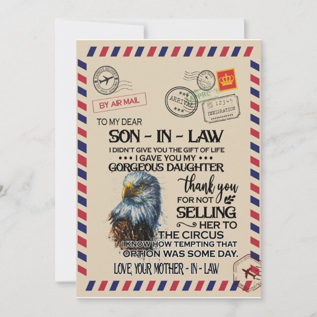 Invitación Yerno | Para mi querido yerno de madre (Anverso)