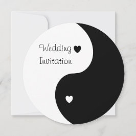 Invitación Yin Yang Boda De Corazón Blanco Y Negro