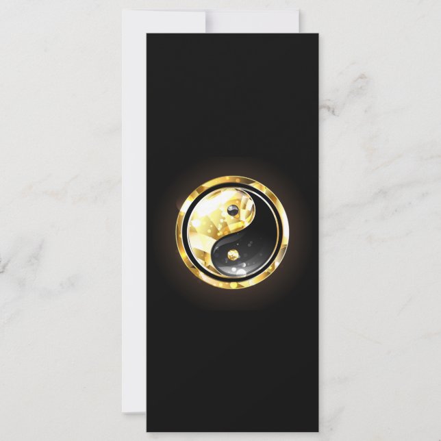 Invitación Yin Yang dorado en negro (Anverso)