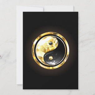 Invitación Yin Yang dorado en negro