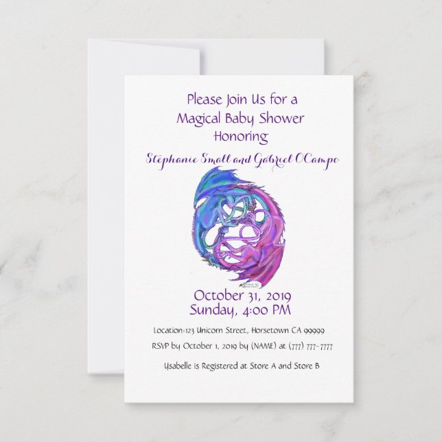 Invitación Yin Yang Dragon Baby Personalizado Personalizado A (Anverso)