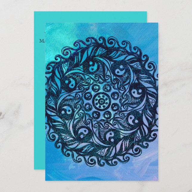 Invitación Yin Yang Mandala Naturaleza Flor floral Mandalas (Anverso / Reverso)