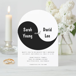 Invitación Yin Yang Simple Black and White Arch Wedding