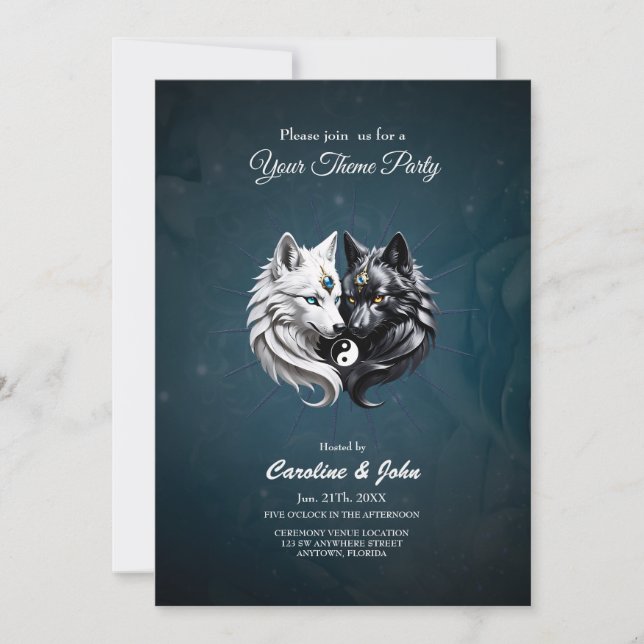 Invitación Yin Yang Wolves. (Anverso)