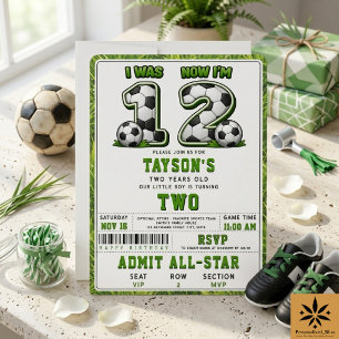 Invitación Yo era 1 ahora soy 2 Fútbol – Cumpleaños número 2 