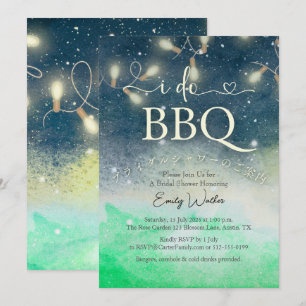 Invitación Yo hago barbacoa ducha de novia nocturna acuarela 