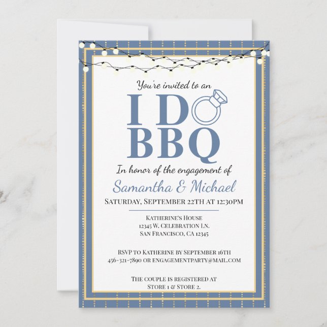 Invitación Yo hago barbacoa Parejas de ducha Fiesta de compro (Anverso)