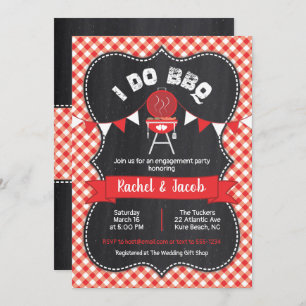 Invitación Yo hago barbacoas duchan a Red Gingham en Chalkboa
