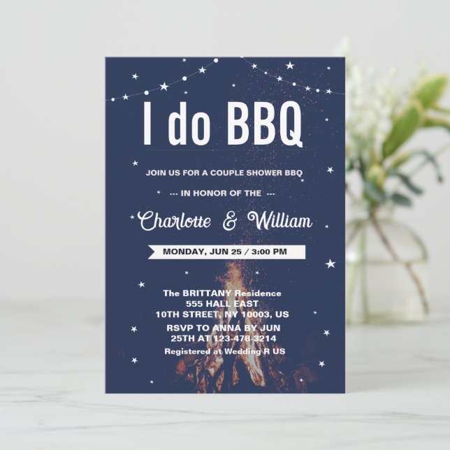 Invitación Yo hago BBQ Engagement Boda Couple Bridal Shower (Anverso de pie)