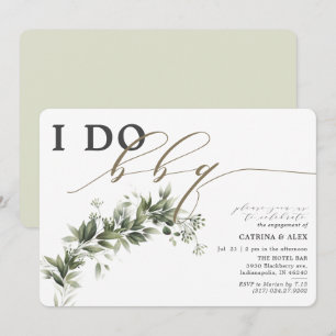 Invitación Yo hago BBQ Faded Greenereneragement Party