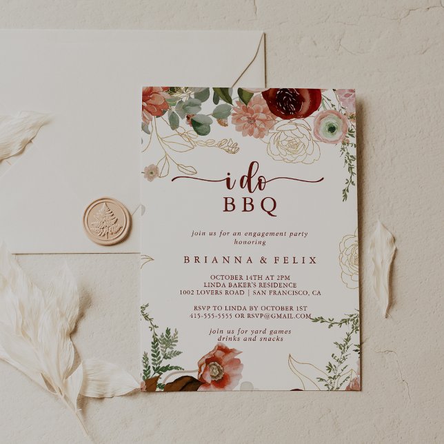 Invitación Yo hago BBQ Gold Rustic Engagement Party (Subido por el creador)