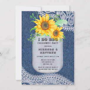 Invitación Yo hago BBQ Mason Jar Sunflowers Engagement Party