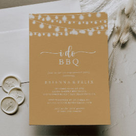 Invitación Yo hago BBQ Partido de compromiso de luces amarill