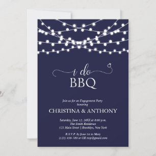 Invitación Yo hago BBQ Rustic String Lights Engagement Party
