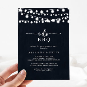 Invitación Yo hago BBQ Rustic String Lights Engagement Party