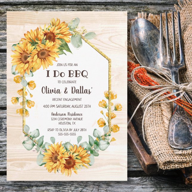 Invitación Yo hago BBQ Sunflower Floral Engagement Party (Subido por el creador)