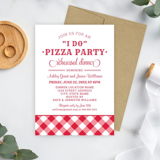 Invitación Yo hago el ensayo Fiesta Boda Rojo Pizza Cena (Subido por el creador)